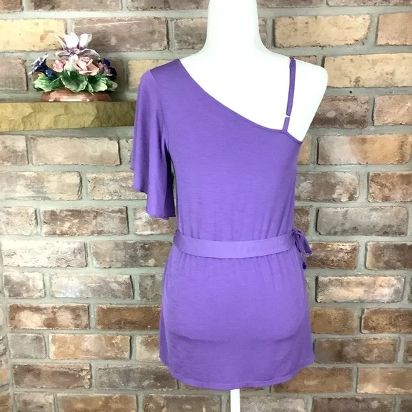 6 DEGREES Belted One-Shoulder Tunic Top 3 - Picture 2 of 11
